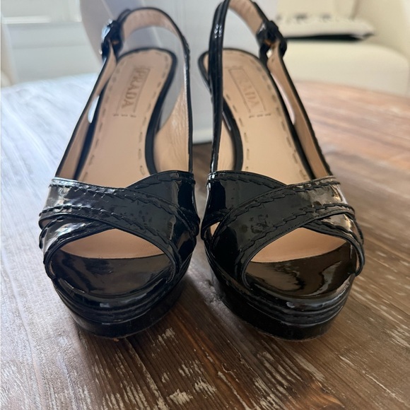 Prada Black platform Stiletto Slingback Heels - Picture 3 of 14